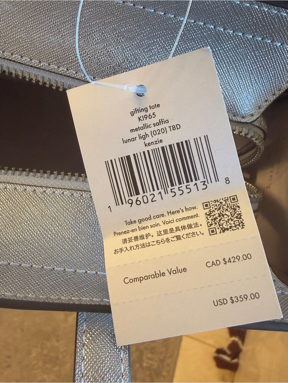 kate spade Metallic Silver Saffiano Tote - Picture 4 of 4